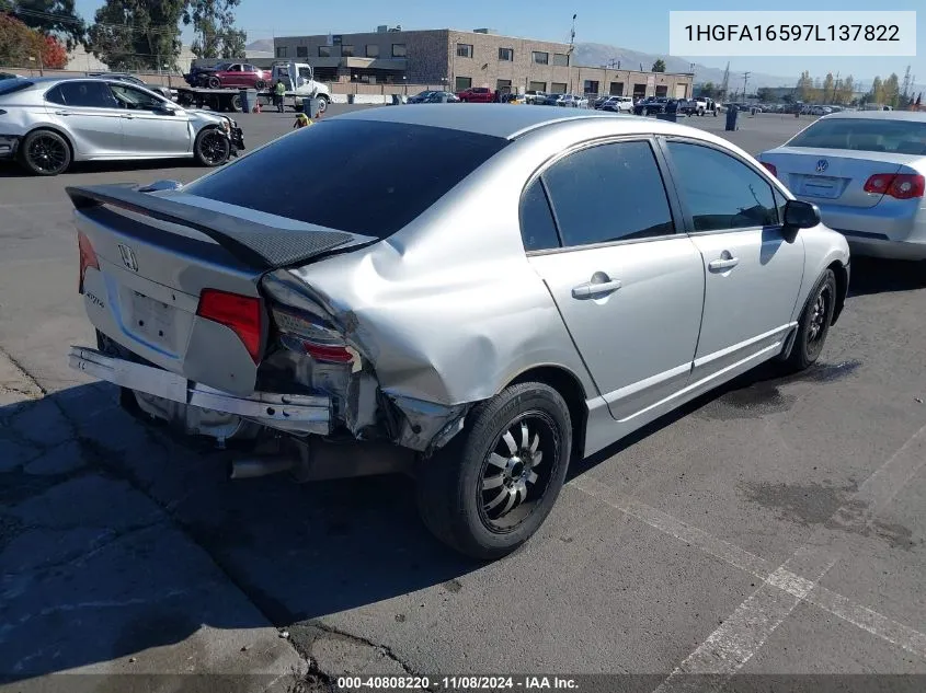 2007 Honda Civic Lx VIN: 1HGFA16597L137822 Lot: 40808220