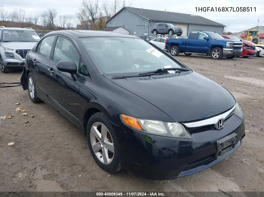 2007 Honda Civic Ex VIN: 1HGFA168X7L058511 Lot: 40809349