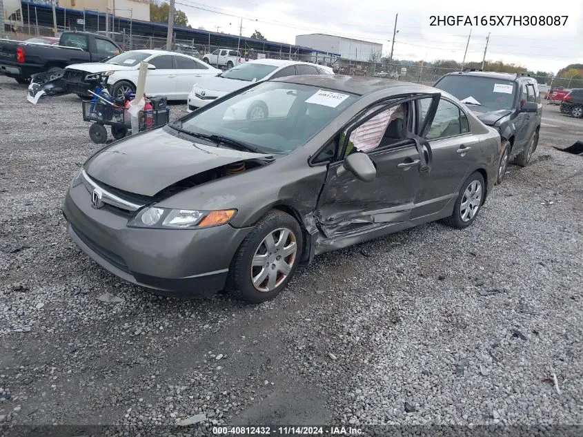 2007 Honda Civic Lx VIN: 2HGFA165X7H308087 Lot: 40812432