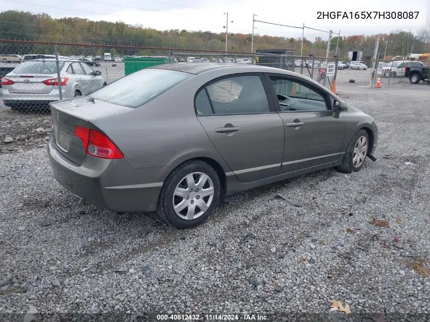 2007 Honda Civic Lx VIN: 2HGFA165X7H308087 Lot: 40812432