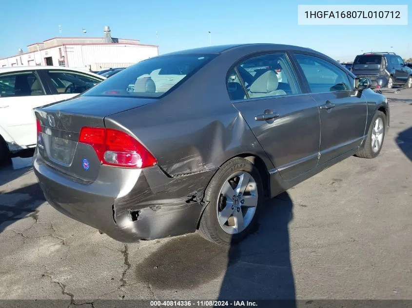 2007 Honda Civic Ex VIN: 1HGFA16807L010712 Lot: 40814336