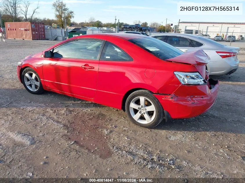 2007 Honda Civic Ex VIN: 2HGFG128X7H565314 Lot: 40814847