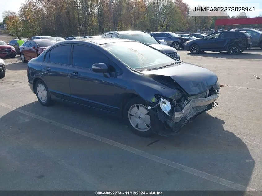 2007 Honda Civic Hybrid VIN: JHMFA36237S028941 Lot: 40822274