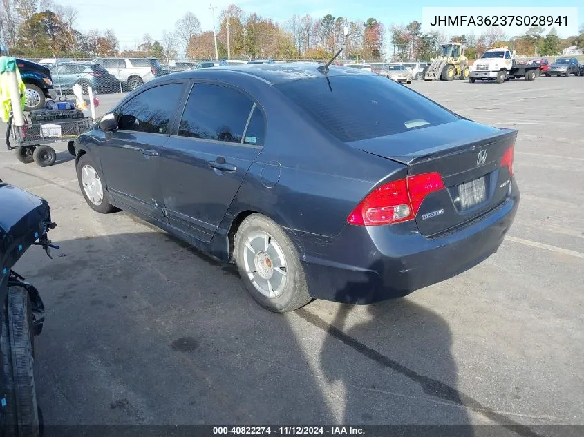 2007 Honda Civic Hybrid VIN: JHMFA36237S028941 Lot: 40822274