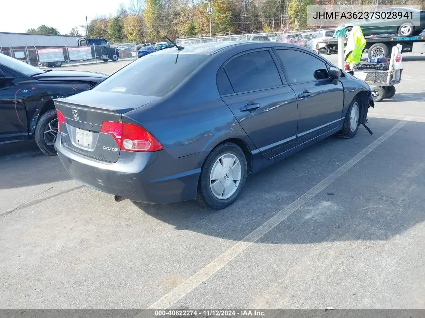 2007 Honda Civic Hybrid VIN: JHMFA36237S028941 Lot: 40822274