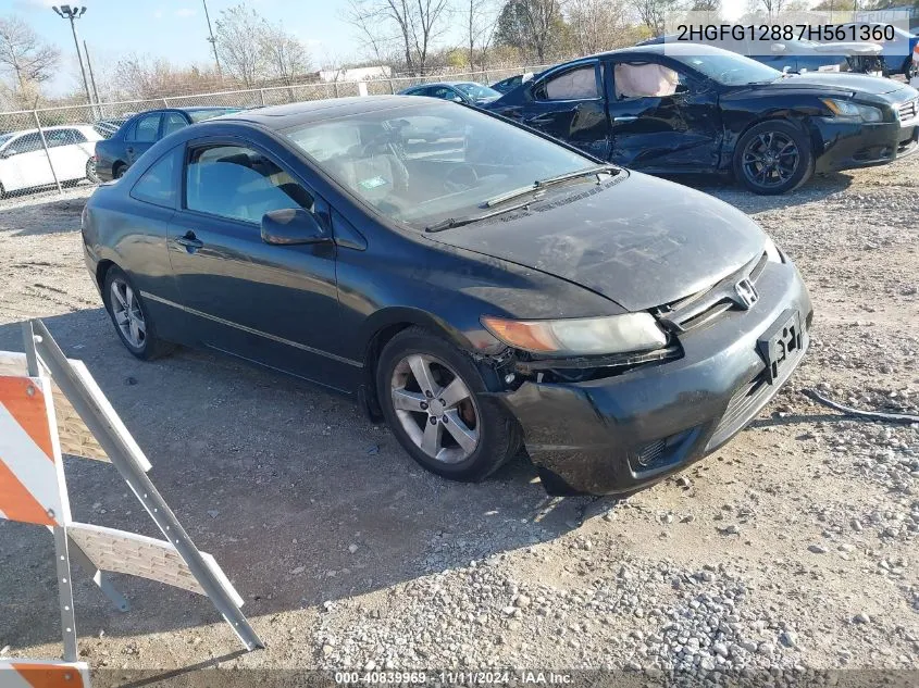 2007 Honda Civic Ex VIN: 2HGFG12887H561360 Lot: 40839969