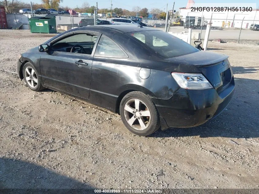 2007 Honda Civic Ex VIN: 2HGFG12887H561360 Lot: 40839969