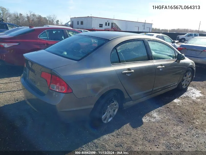 1HGFA16567L064313 2007 Honda Civic Lx