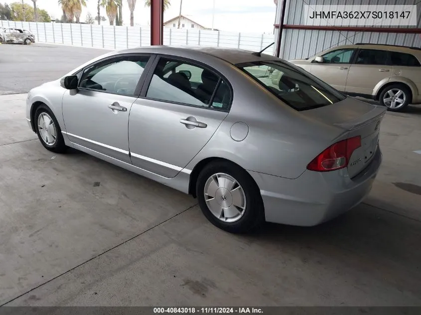 2007 Honda Civic Hybrid VIN: JHMFA362X7S018147 Lot: 40843018