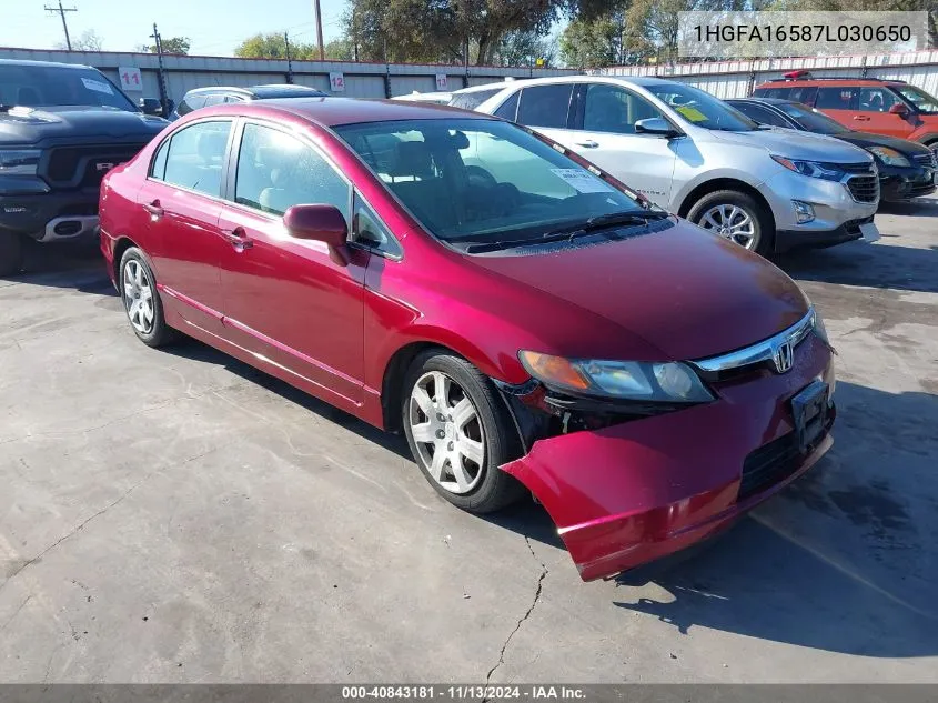 1HGFA16587L030650 2007 Honda Civic Lx