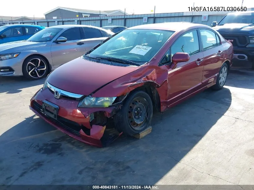 1HGFA16587L030650 2007 Honda Civic Lx