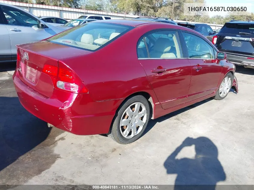 1HGFA16587L030650 2007 Honda Civic Lx