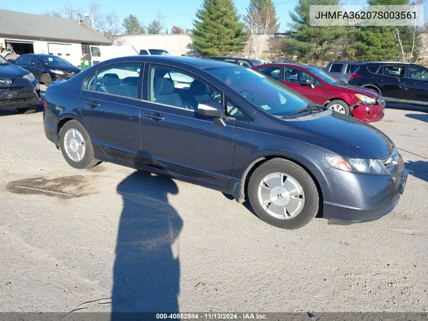 2007 Honda Civic Hybrid VIN: JHMFA36207S003561 Lot: 40852584