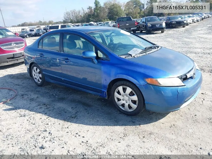 2007 Honda Civic Lx VIN: 1HGFA165X7L005331 Lot: 40853464