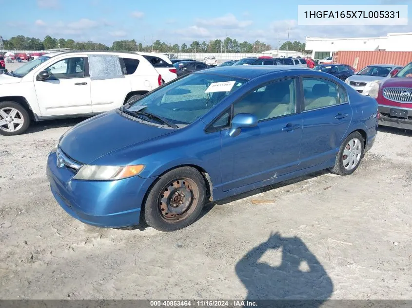 2007 Honda Civic Lx VIN: 1HGFA165X7L005331 Lot: 40853464