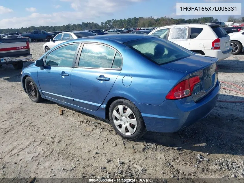 2007 Honda Civic Lx VIN: 1HGFA165X7L005331 Lot: 40853464