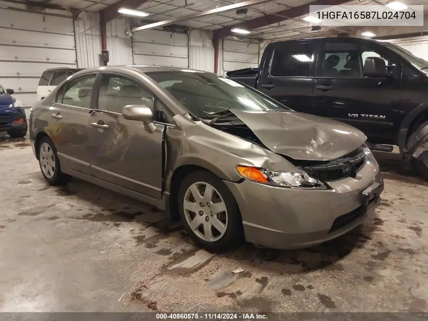 2007 Honda Civic Lx VIN: 1HGFA16587L024704 Lot: 40860575