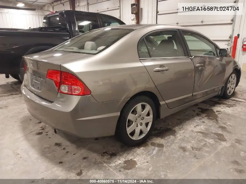 2007 Honda Civic Lx VIN: 1HGFA16587L024704 Lot: 40860575