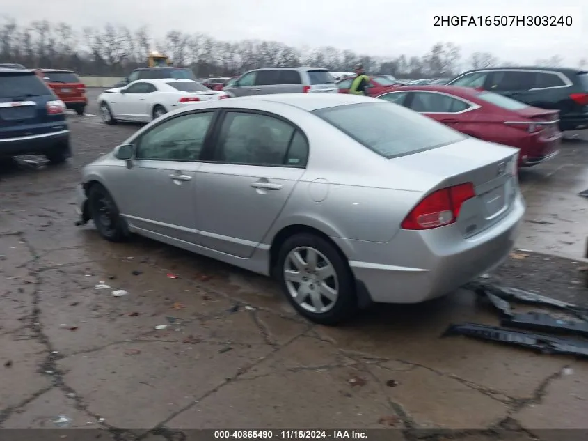 2007 Honda Civic Lx VIN: 2HGFA16507H303240 Lot: 40865490