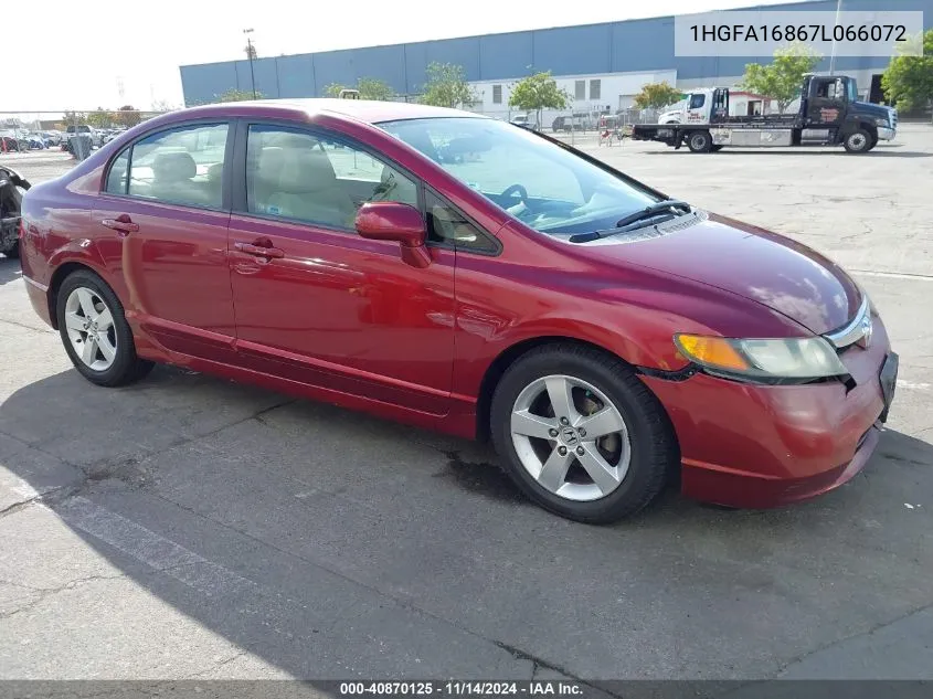 2007 Honda Civic Ex VIN: 1HGFA16867L066072 Lot: 40870125