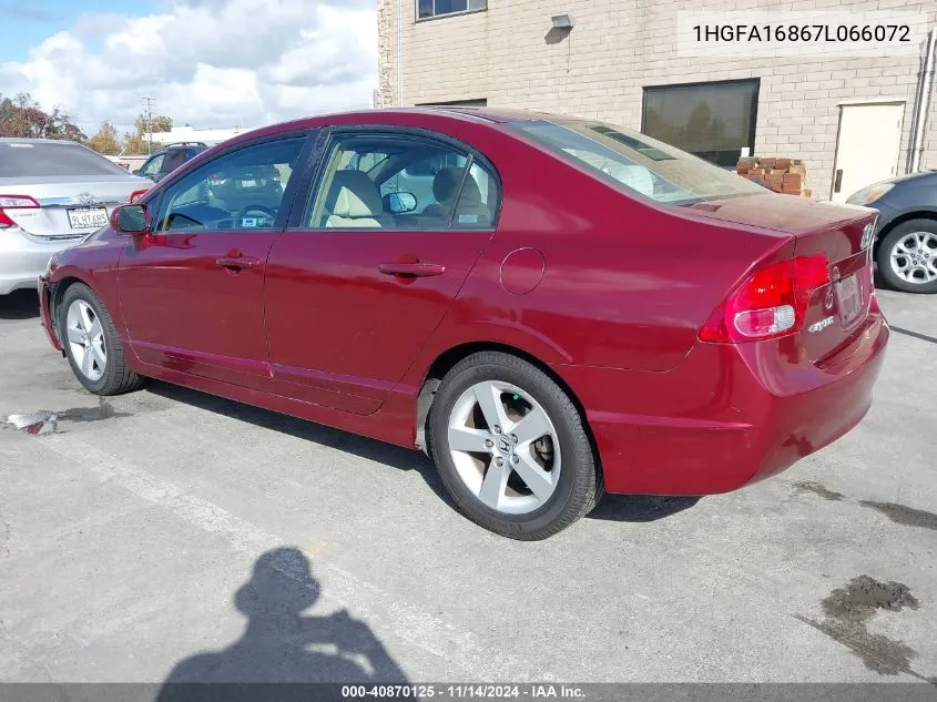 2007 Honda Civic Ex VIN: 1HGFA16867L066072 Lot: 40870125