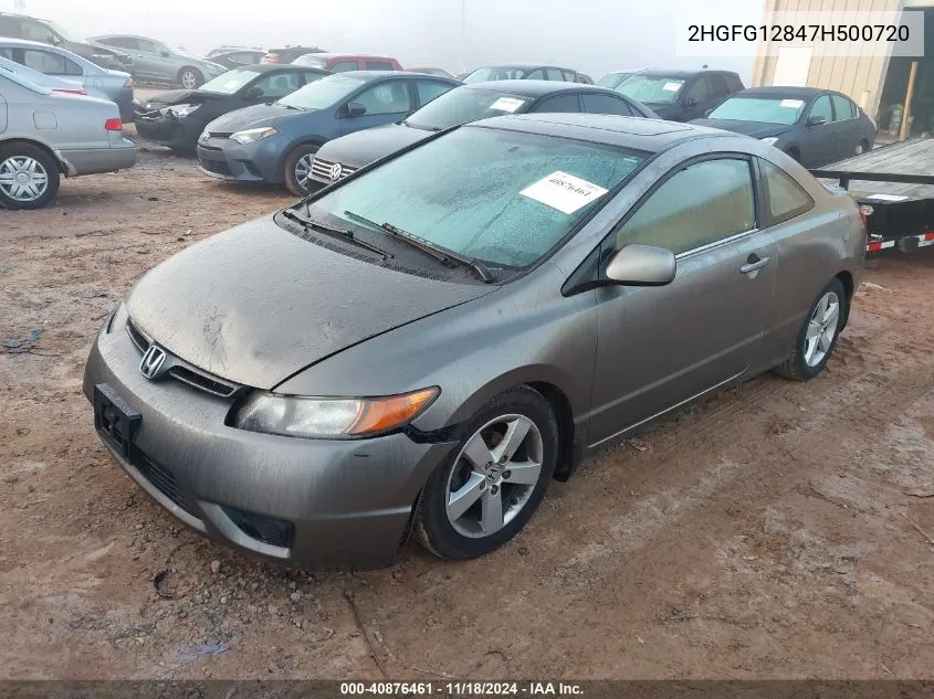 2007 Honda Civic Ex VIN: 2HGFG12847H500720 Lot: 40876461