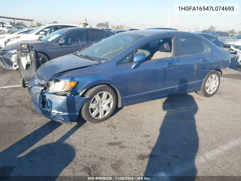 2007 Honda Civic Lx VIN: 1HGFA16547L074693 Lot: 40909329