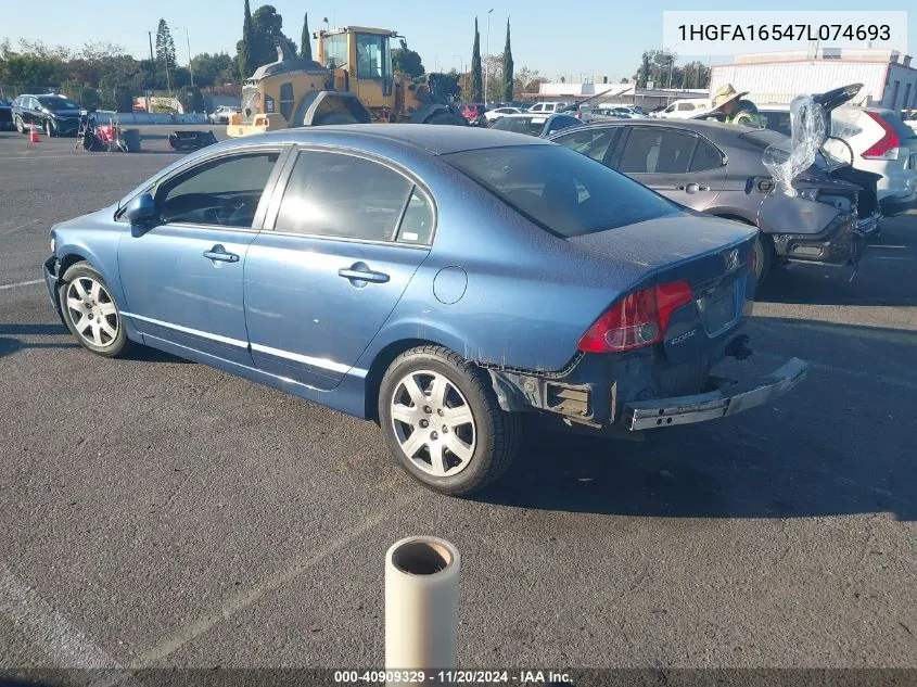 2007 Honda Civic Lx VIN: 1HGFA16547L074693 Lot: 40909329