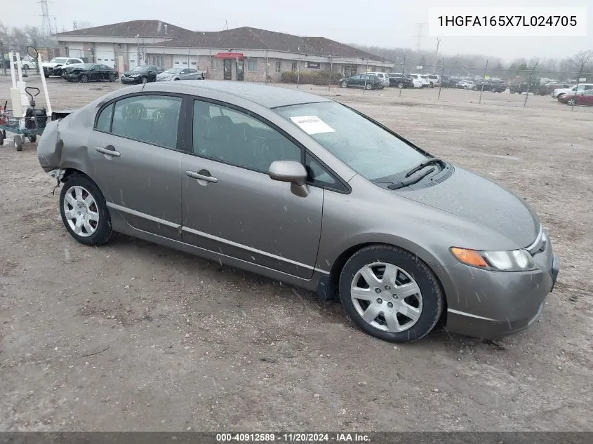 2007 Honda Civic Lx VIN: 1HGFA165X7L024705 Lot: 40912589