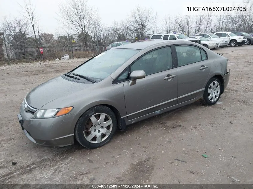 2007 Honda Civic Lx VIN: 1HGFA165X7L024705 Lot: 40912589