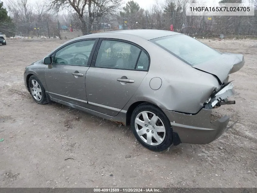 2007 Honda Civic Lx VIN: 1HGFA165X7L024705 Lot: 40912589