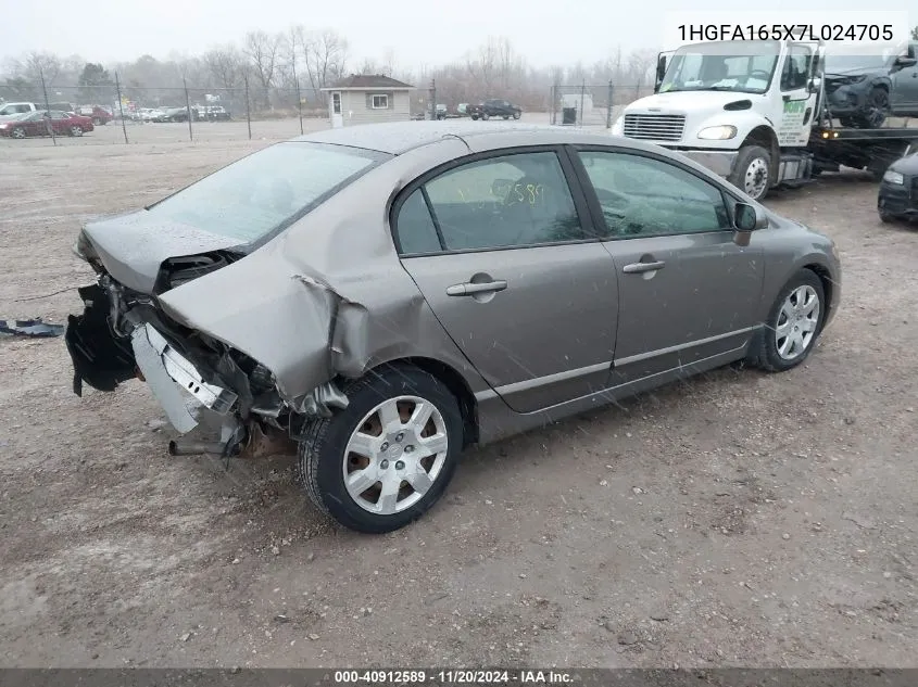 2007 Honda Civic Lx VIN: 1HGFA165X7L024705 Lot: 40912589