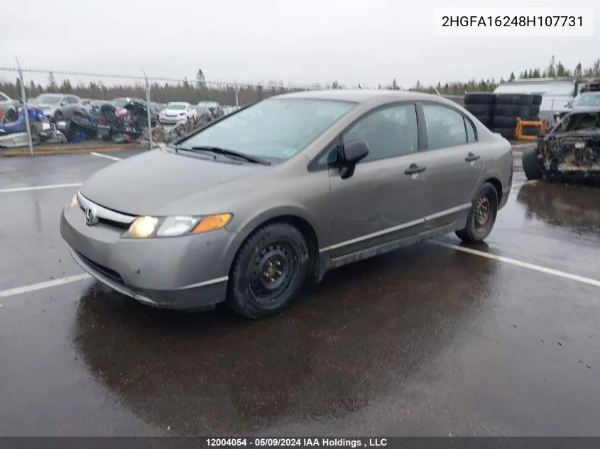 2008 Honda Civic Dx VIN: 2HGFA16248H107731 Lot: 12004054