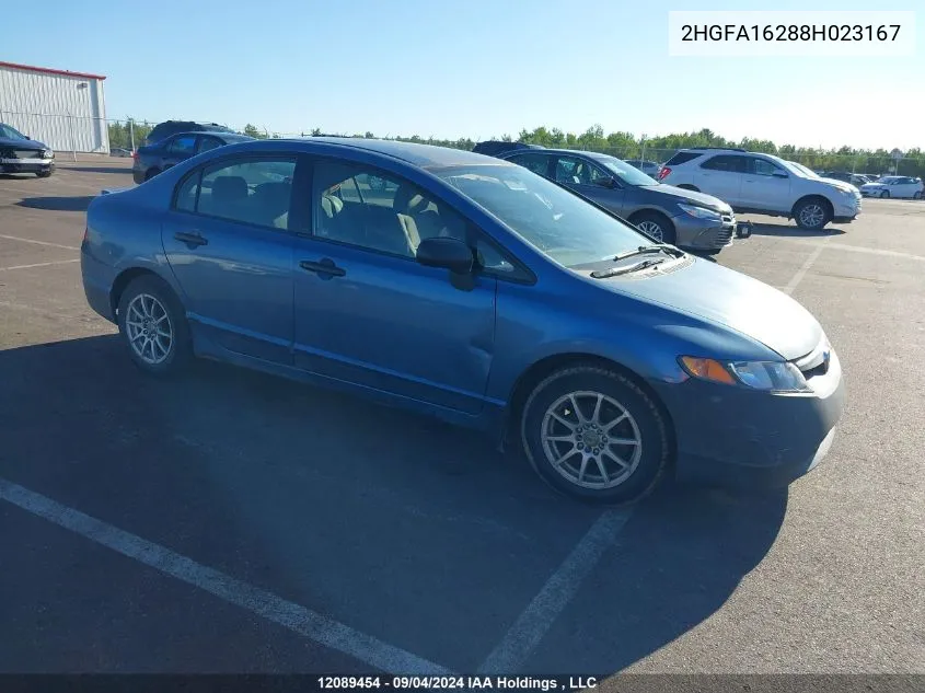 2008 Honda Civic Sdn VIN: 2HGFA16288H023167 Lot: 12089454