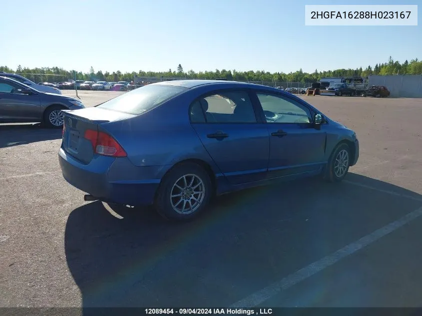 2008 Honda Civic Sdn VIN: 2HGFA16288H023167 Lot: 12089454