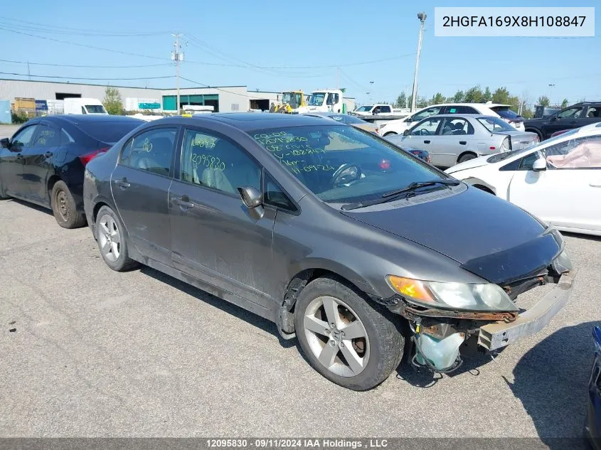 2008 Honda Civic Sdn VIN: 2HGFA169X8H108847 Lot: 12095830