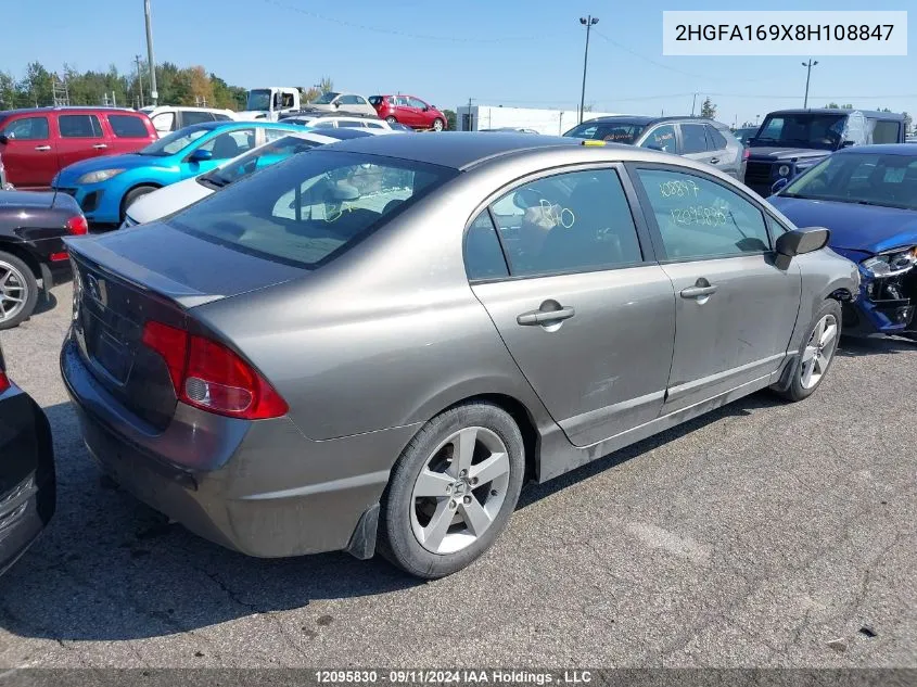 2008 Honda Civic Sdn VIN: 2HGFA169X8H108847 Lot: 12095830