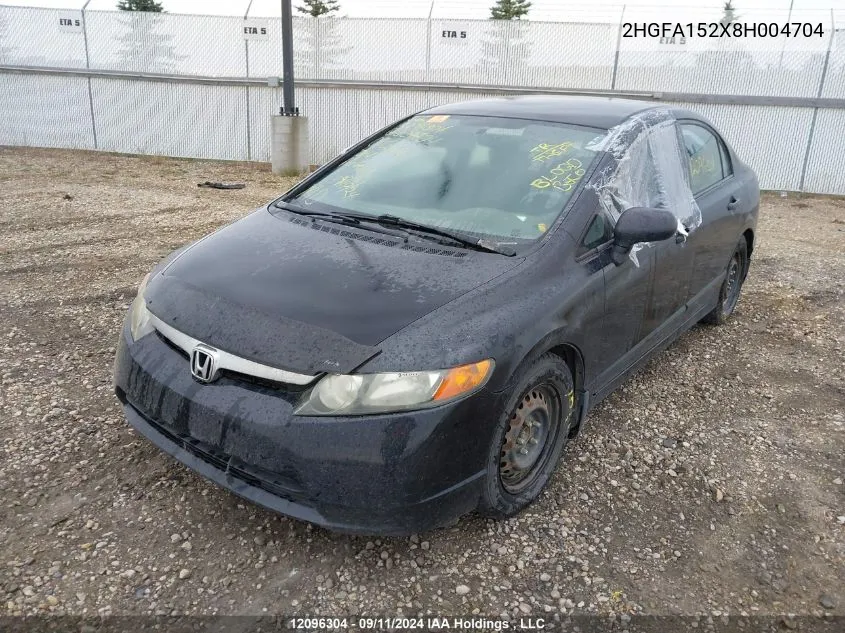 2008 Honda Civic Sdn VIN: 2HGFA152X8H004704 Lot: 12096304