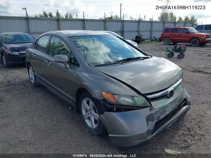 2008 Honda Civic Lx VIN: 2HGFA16598H119223 Lot: 12109874