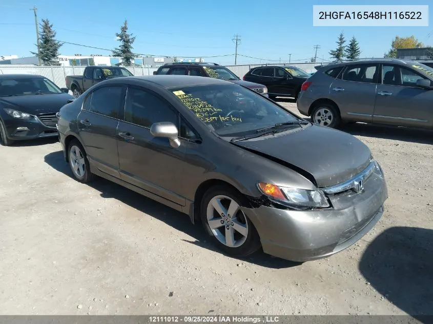 2008 Honda Civic Sdn VIN: 2HGFA16548H116522 Lot: 12111012