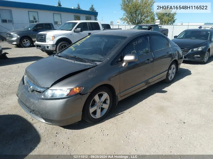 2008 Honda Civic Sdn VIN: 2HGFA16548H116522 Lot: 12111012