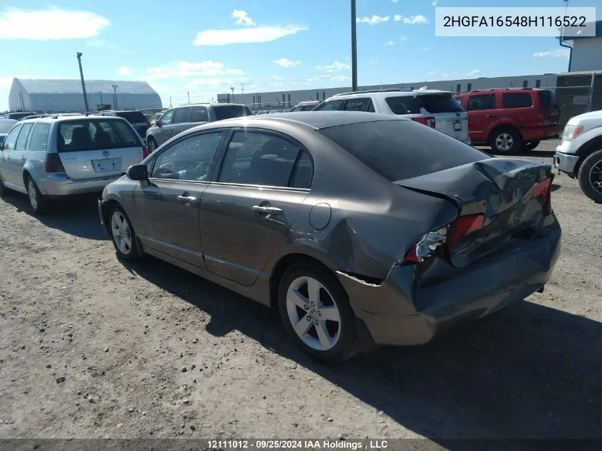 2008 Honda Civic Sdn VIN: 2HGFA16548H116522 Lot: 12111012