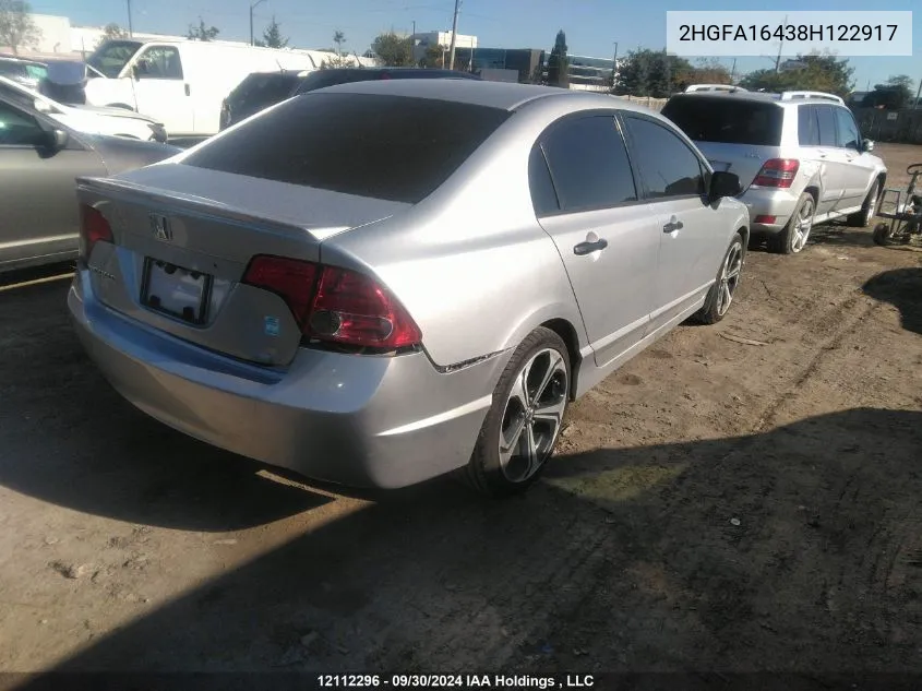 2008 Honda Civic Sdn VIN: 2HGFA16438H122917 Lot: 12112296