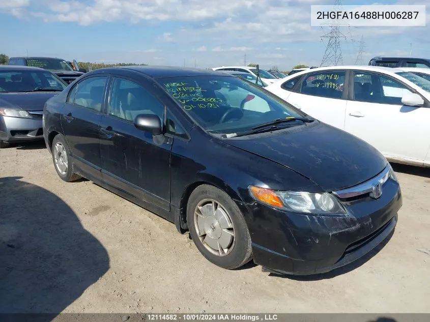 2008 Honda Civic VIN: 2HGFA16488H006287 Lot: 12114582