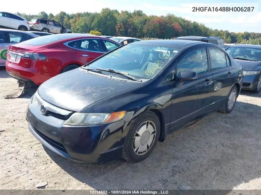 2008 Honda Civic VIN: 2HGFA16488H006287 Lot: 12114582