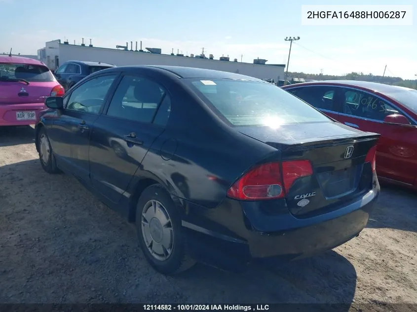 2008 Honda Civic VIN: 2HGFA16488H006287 Lot: 12114582