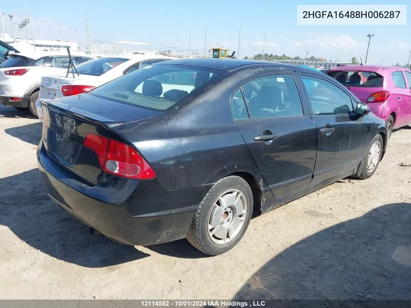 2008 Honda Civic VIN: 2HGFA16488H006287 Lot: 12114582