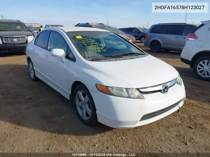 2008 Honda Civic Sdn VIN: 2HGFA16578H123027 Lot: 12118695