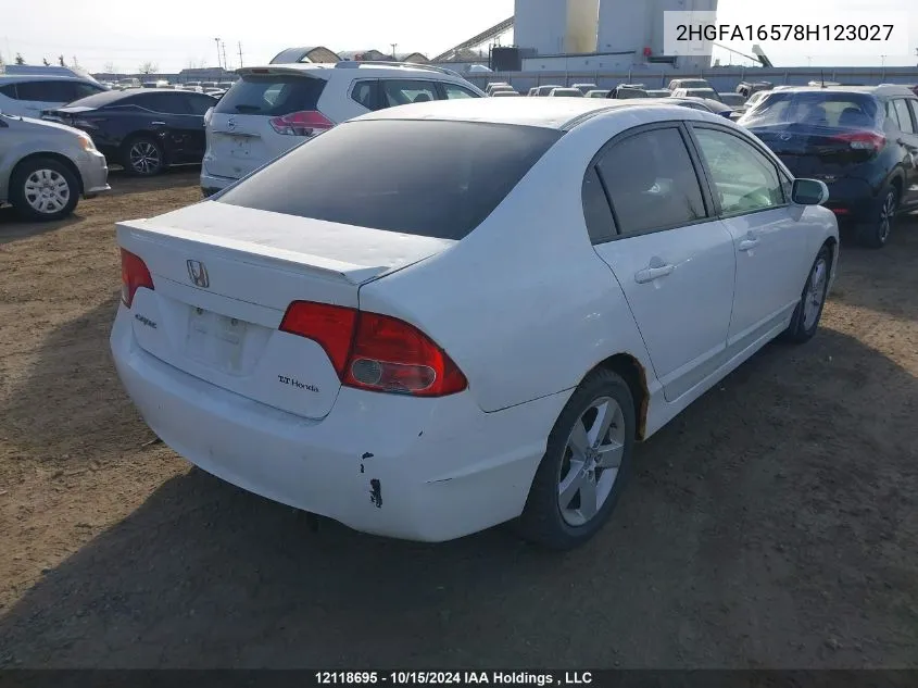 2008 Honda Civic Sdn VIN: 2HGFA16578H123027 Lot: 12118695