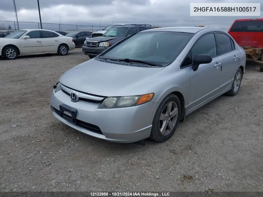 2008 Honda Civic Sdn VIN: 2HGFA16588H100517 Lot: 12122958